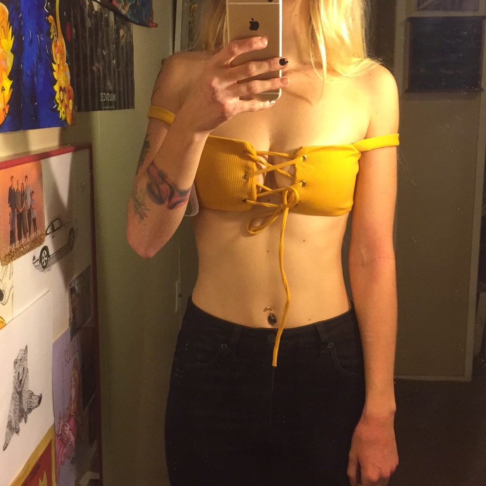 Brand new mustard swim top